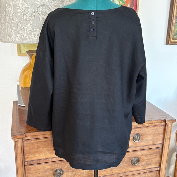 Eileen Fisher Black Linen Top - Picture 3 of 8